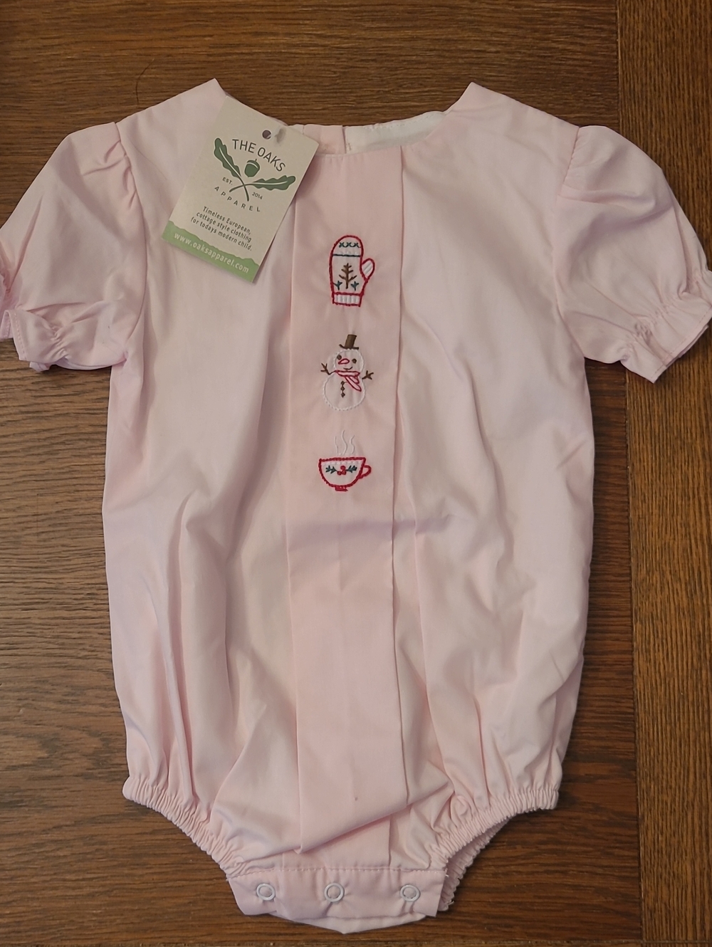 The OAKS APARREL Pink Holiday Embroidered Girls' Bodysuit